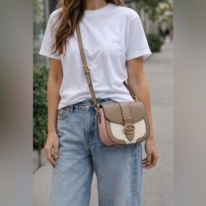 Coach Georgie Beige and White Leather Crossbody Bag